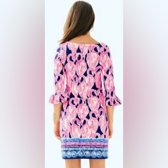 Lilly Pulitzer Sophie Ruffle Dress Size Small Pink Flamingo High Tide UPF 50 - Picture 7 of 12